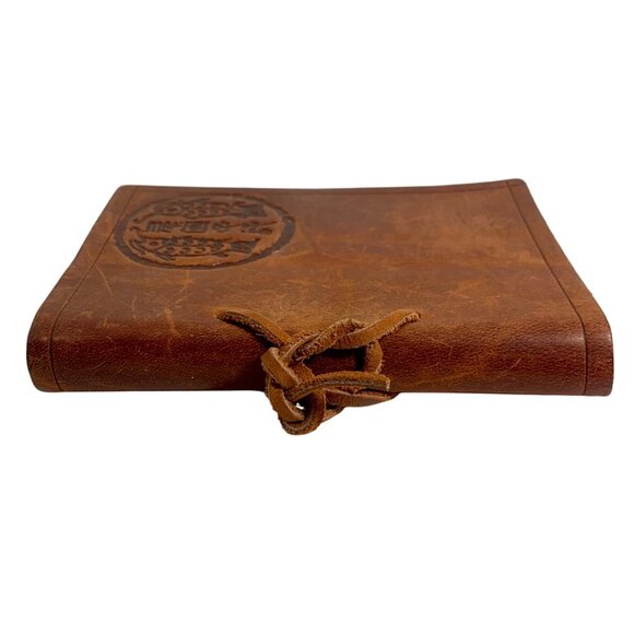 Handcrafted Embossed Leather Bound Journal Notebook Unlined Stamped Pages Mini - Picture 3 of 10